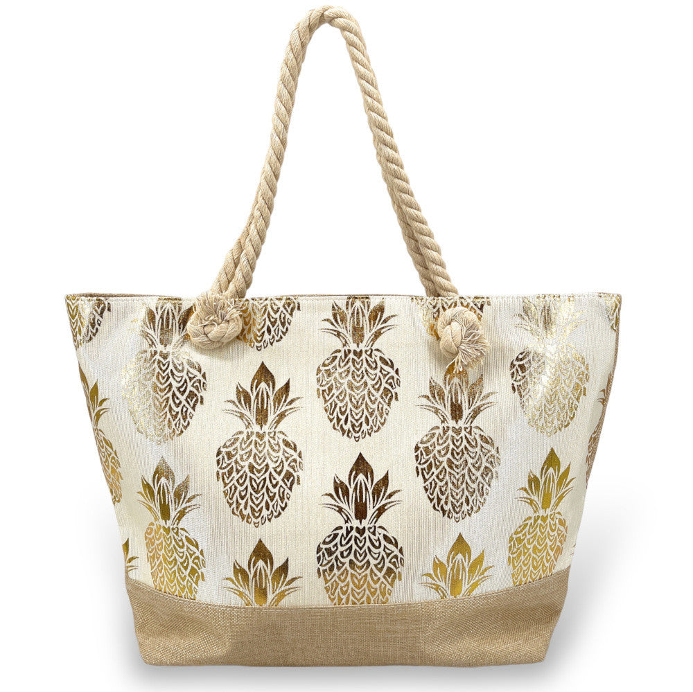 Sac de plage en toile polyester PLAYA Ananas Or