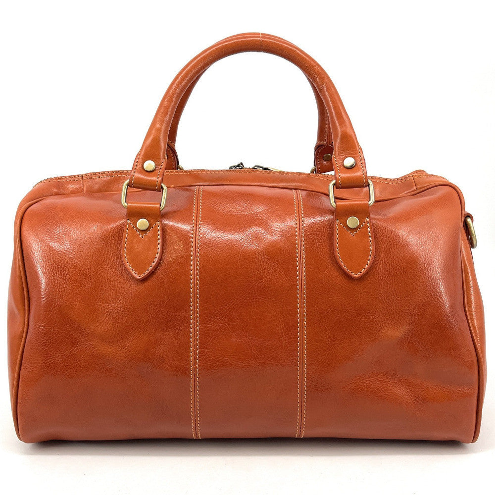 Sac de voyage en cuir lisse ANGKOR Cognac