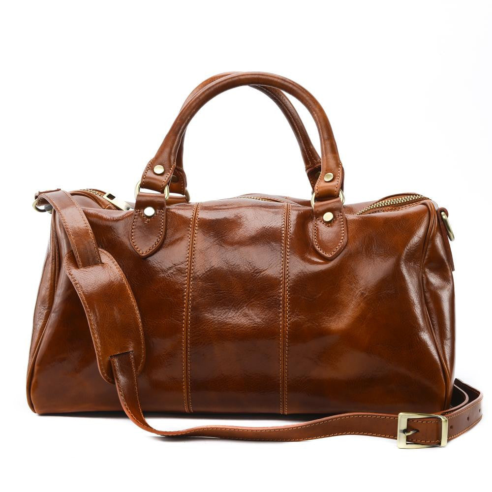 Sac de voyage en cuir lisse ANGKOR Cognac foncé