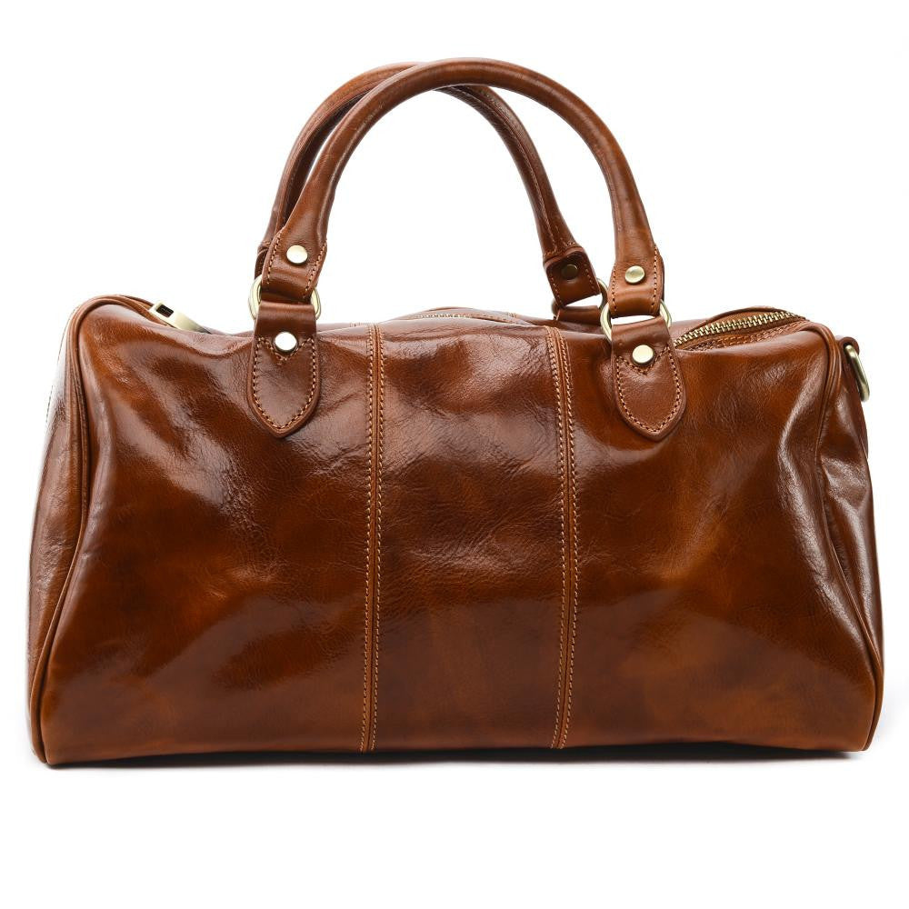 Sac de voyage en cuir lisse ANGKOR Cognac foncé