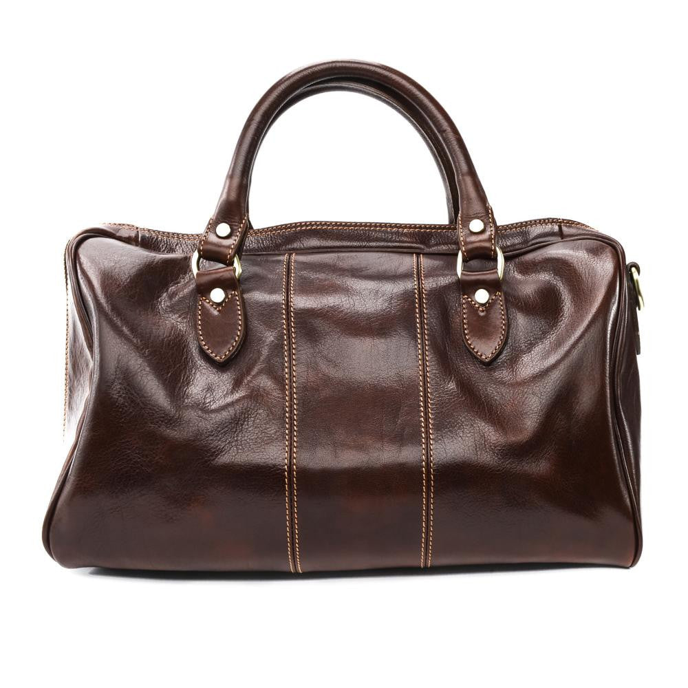 Sac de voyage en cuir lisse ANGKOR Châtaigne