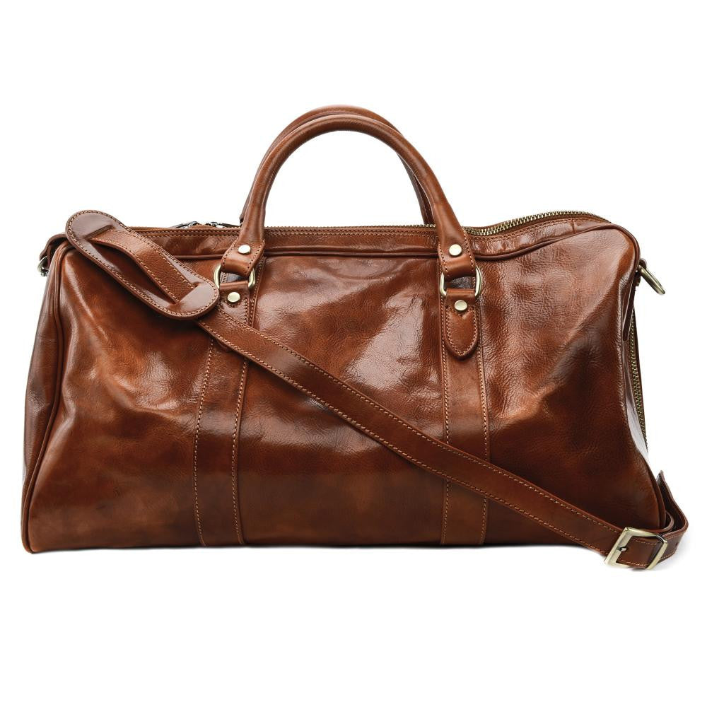 Sac de voyage en cuir lisse KALAHARI Cognac