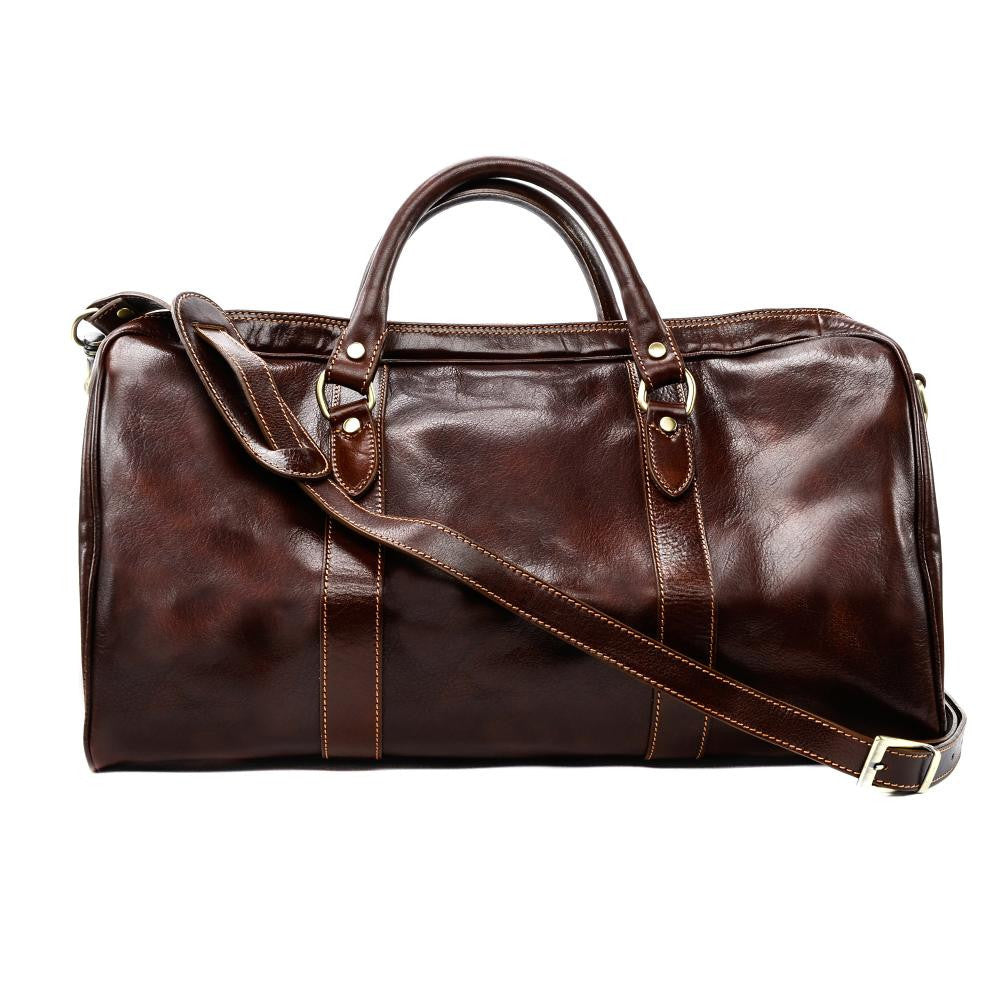 Sac de voyage en cuir lisse KALAHARI Châtaigne