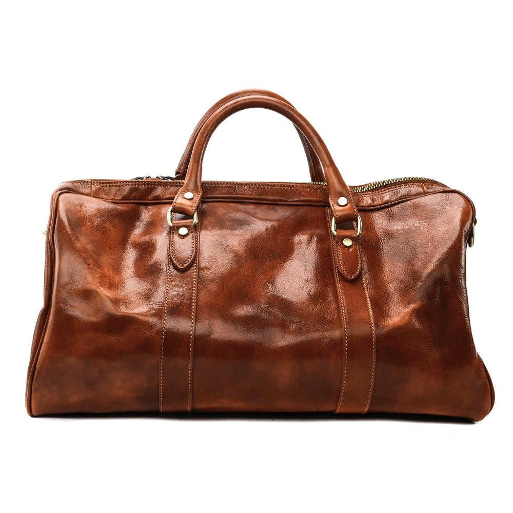 Sac de voyage en cuir lisse KALAHARI Cognac