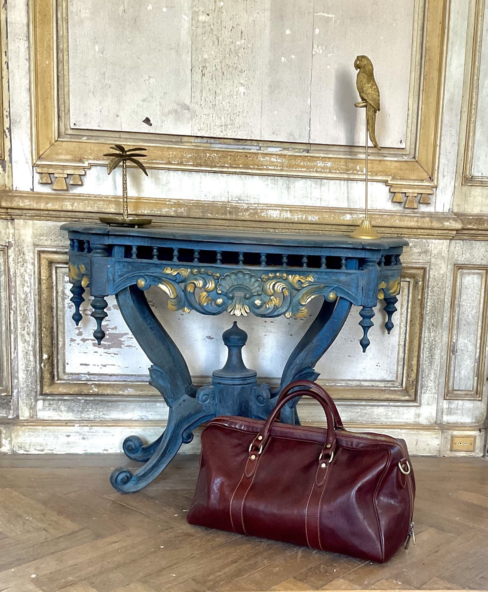 Sac de voyage en cuir lisse KALAHARI Châtaigne