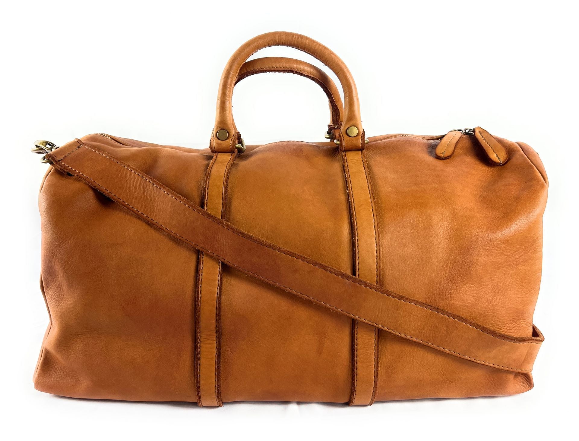 Sac de voyage en cuir italien KARNAK Camel foncé