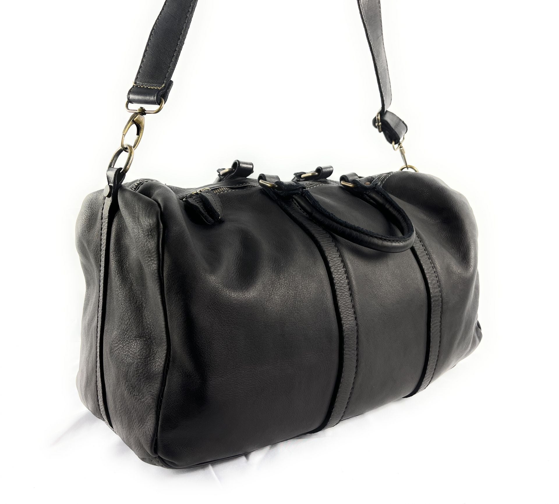 Sac de voyage en cuir italien KARNAK Noir