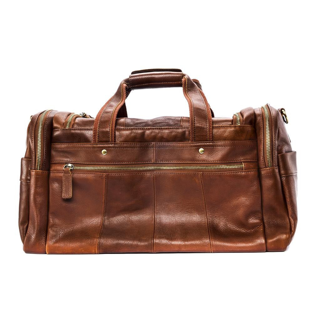 Sac de voyage en cuir lisse ACCRA Camel foncé