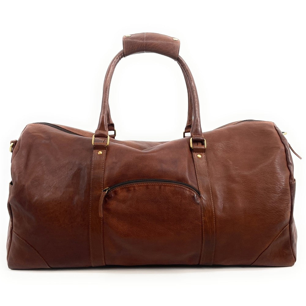 Sac de voyage en cuir vintage ASSOUAN Châtaigne