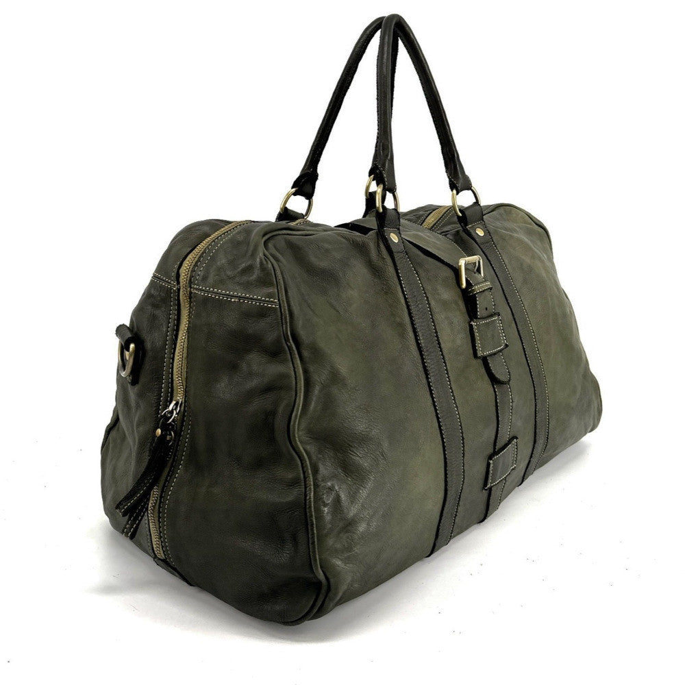 Sac de voyage en cuir vintage COBA Kaki