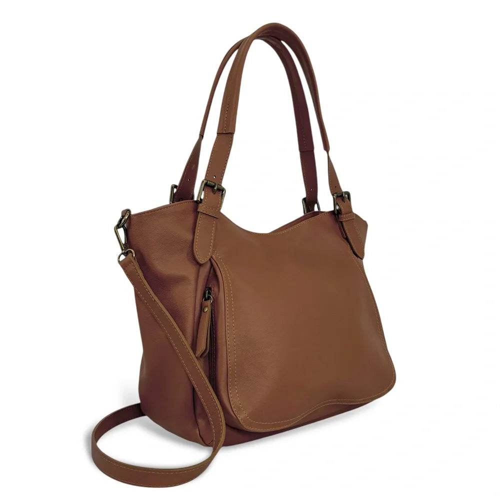 Sac en cuir lisse ELTON Cannelle