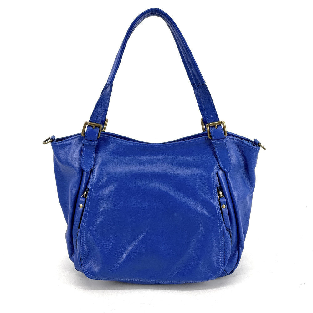 Sac en cuir lisse ELTON Bleu roi