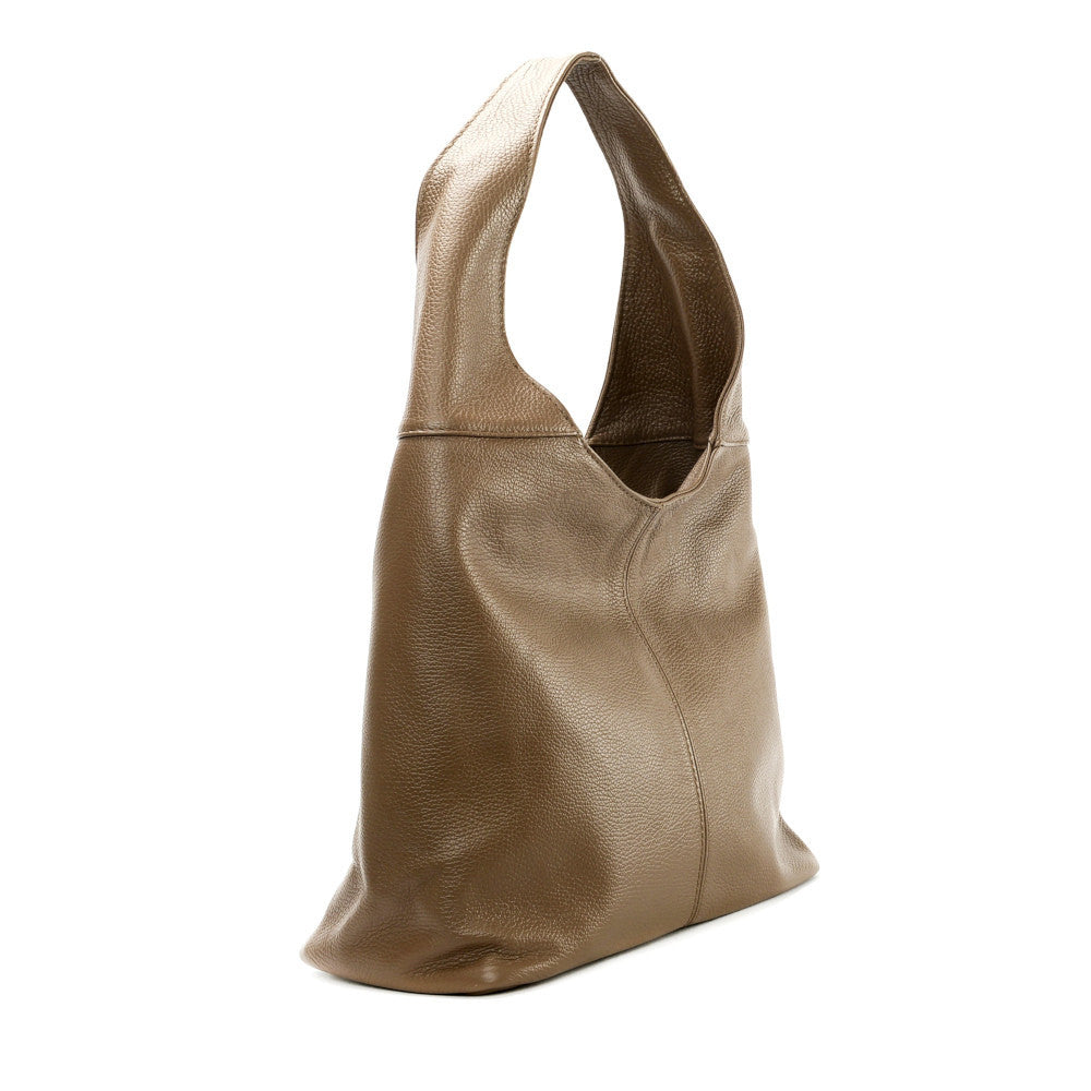 Sac HOBO en cuir grainé ELLEN Taupe foncé