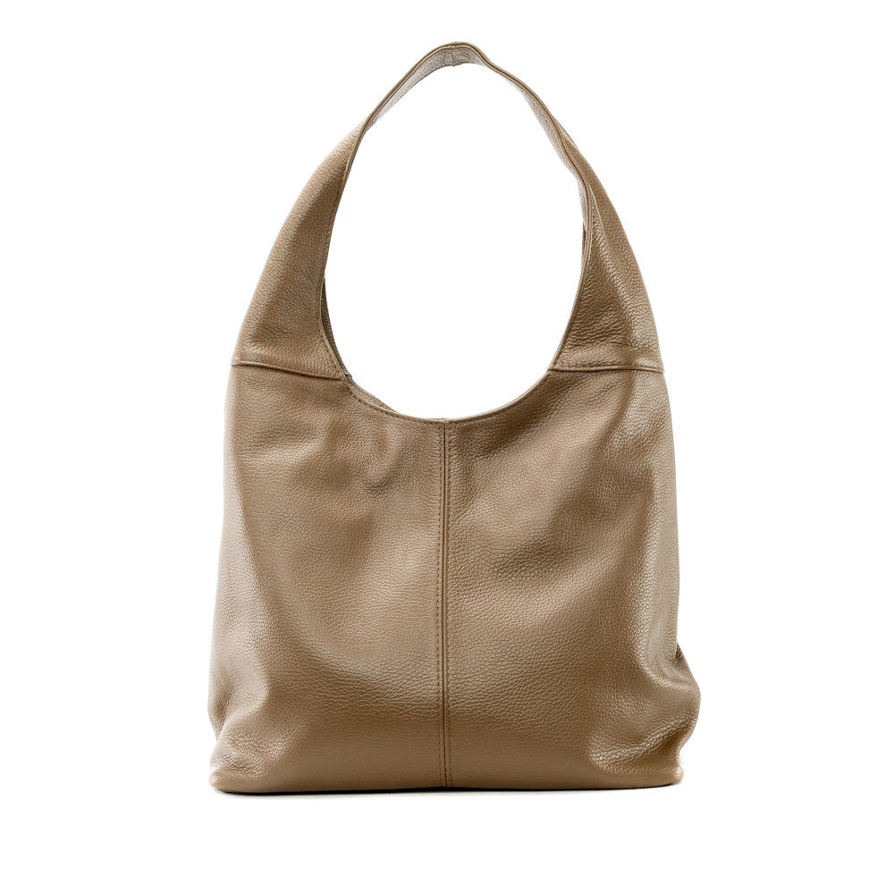 Sac HOBO en cuir grainé ELLEN Taupe foncé