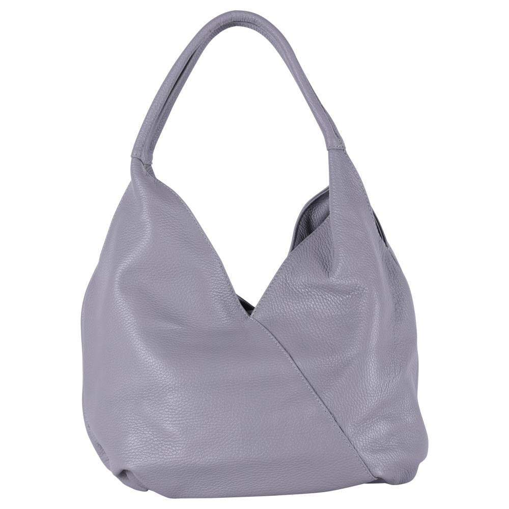 Sac HOBO en cuir grainé MANDALAY Gris clair