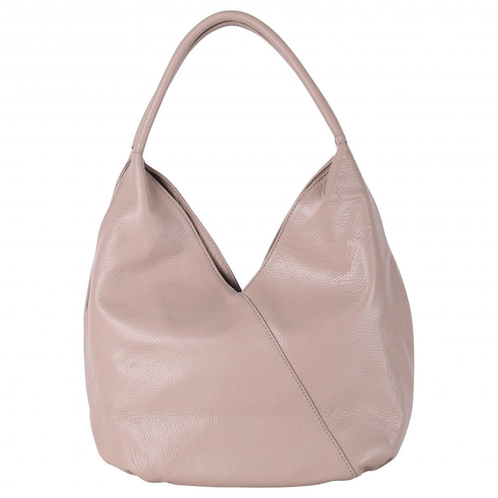 Sac HOBO en cuir grainé MANDALAY Rose nude