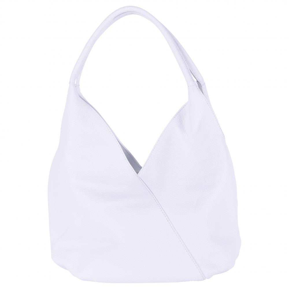Sac HOBO en cuir grainé MANDALAY Blanc