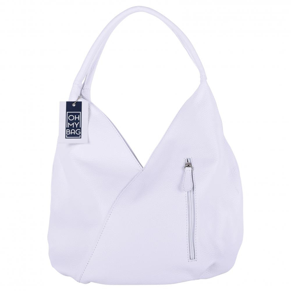 Sac HOBO en cuir grainé MANDALAY Blanc