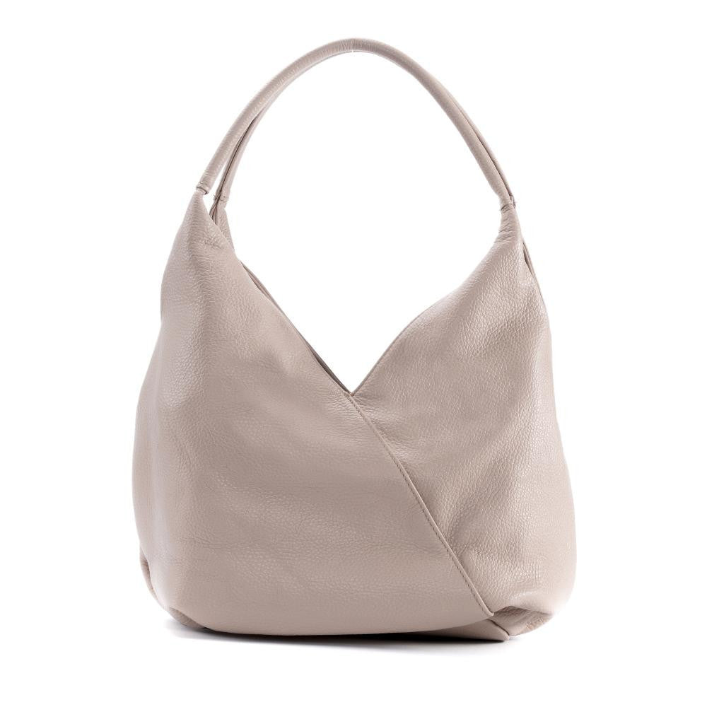 Sac HOBO en cuir grainé MANDALAY Taupe clair