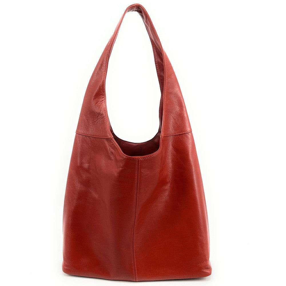 Sac HOBO en cuir lisse NEW AGE Rouge brique