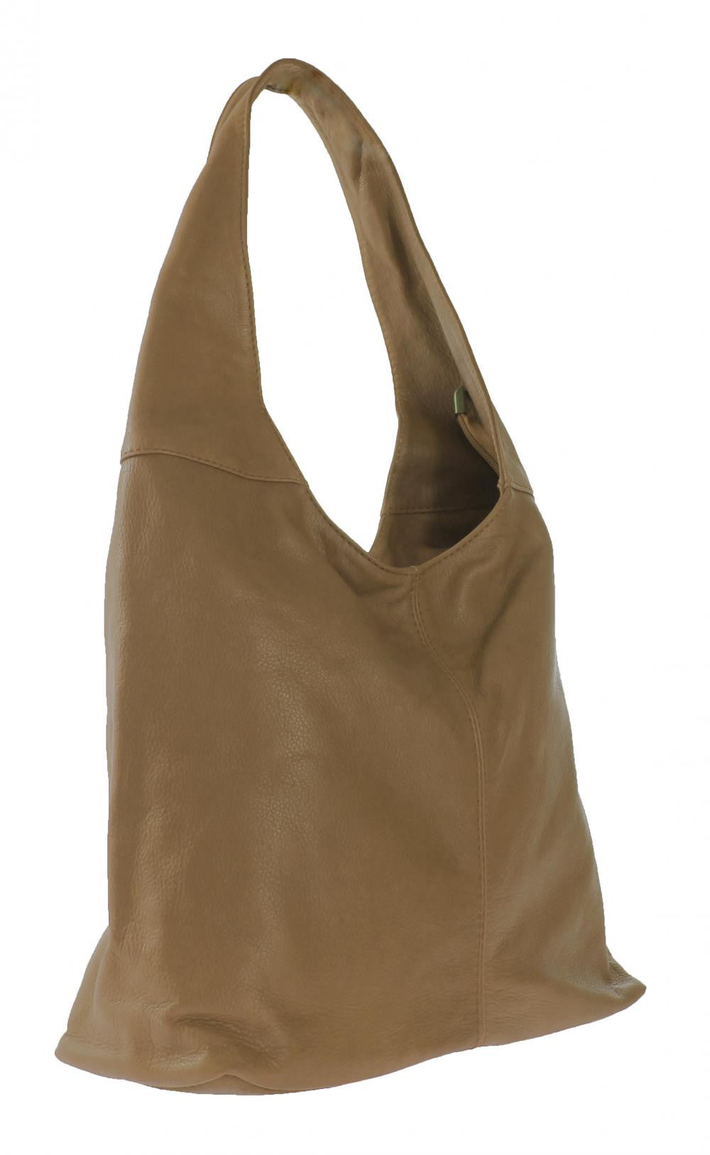 Sac HOBO en cuir lisse NEW AGE Taupe