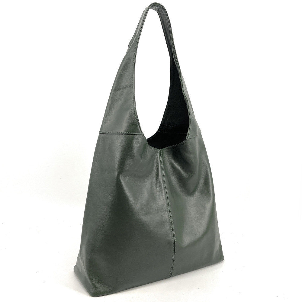 Sac HOBO en cuir lisse NEW AGE Vert forêt