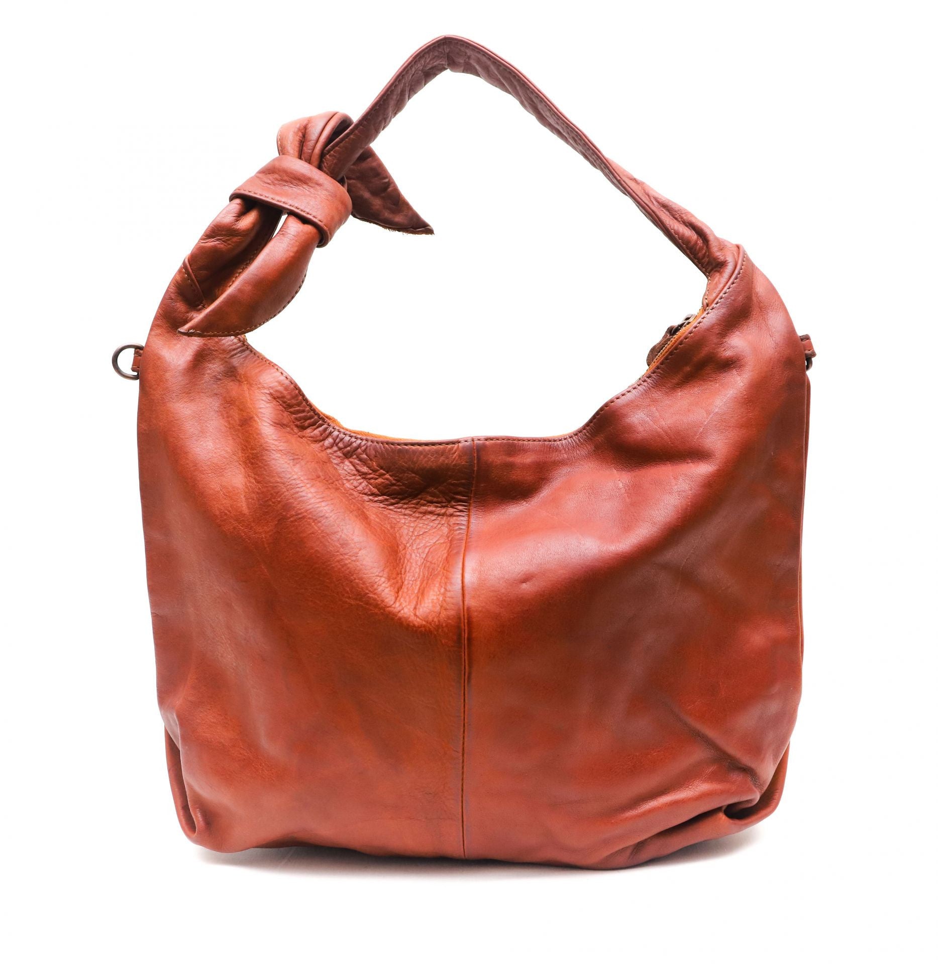 Sac HOBO en cuir vintage MISS HALONA Cognac