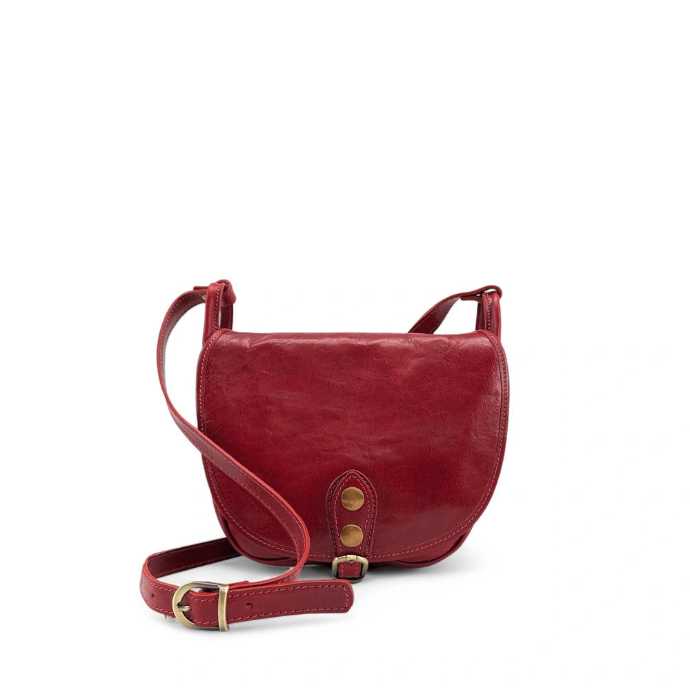Sac bandoulière en cuir lisse LITTLE VERLAINE Rouge foncé