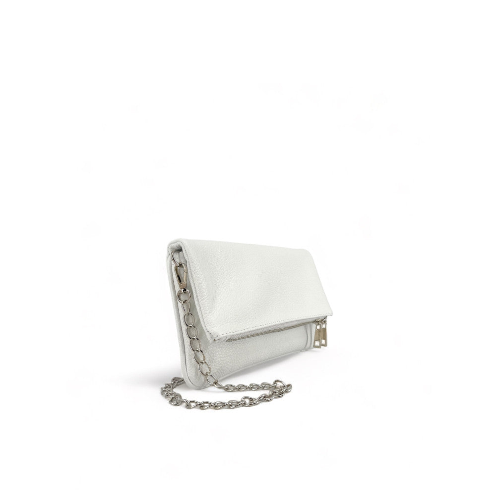 Sac pochette en cuir grainé ROXANE Blanc