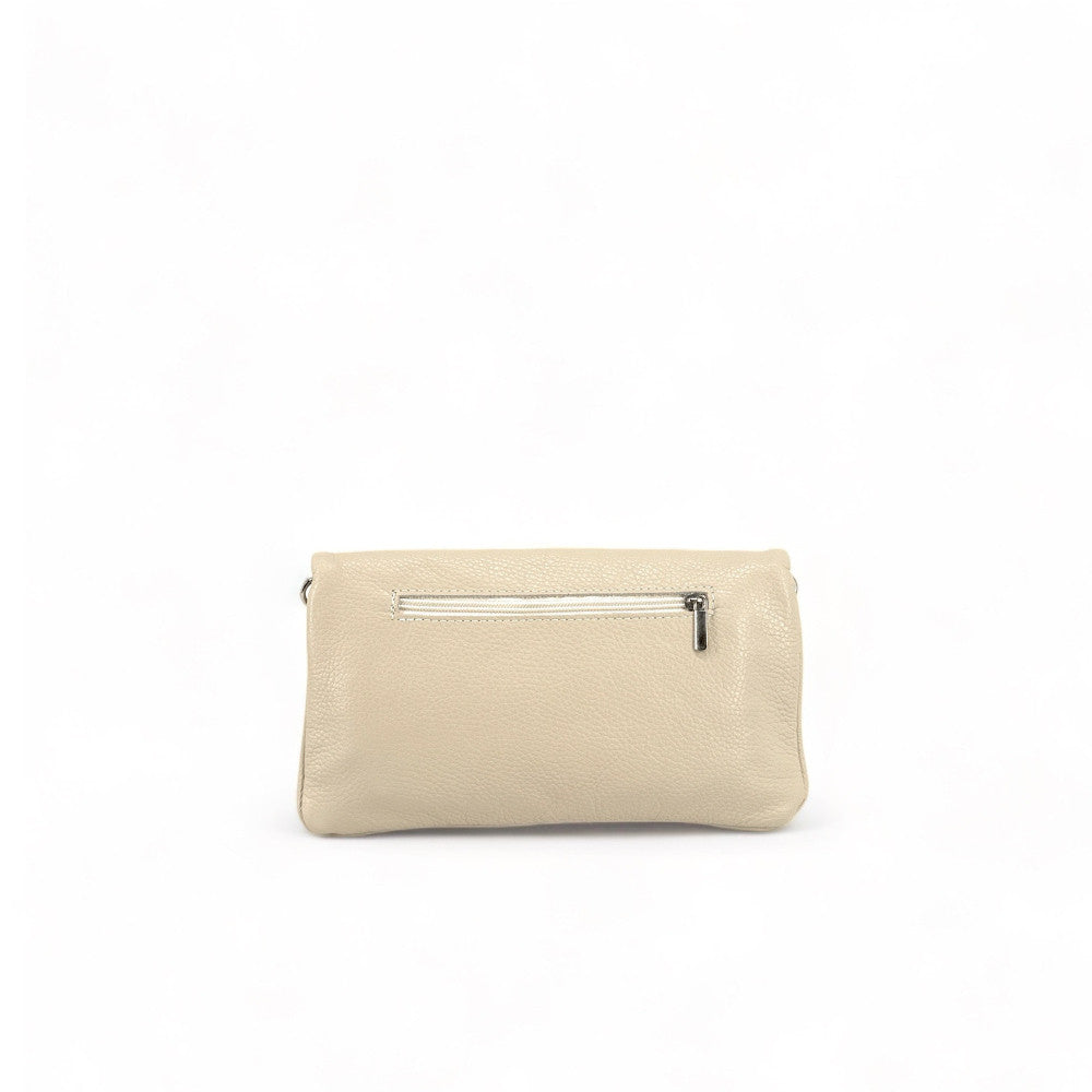 Sac pochette en cuir grainé ROXANE Taupe clair