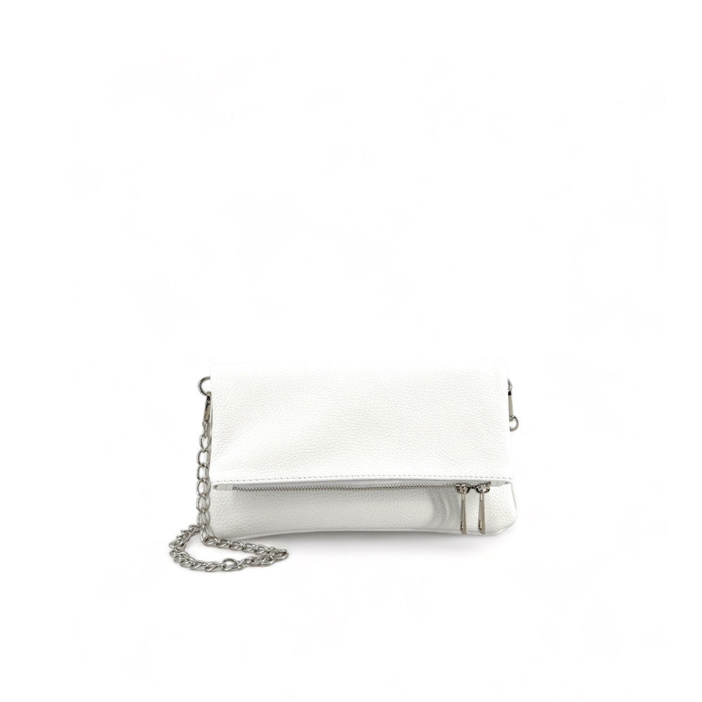 Sac pochette en cuir grainé ROXANE Blanc