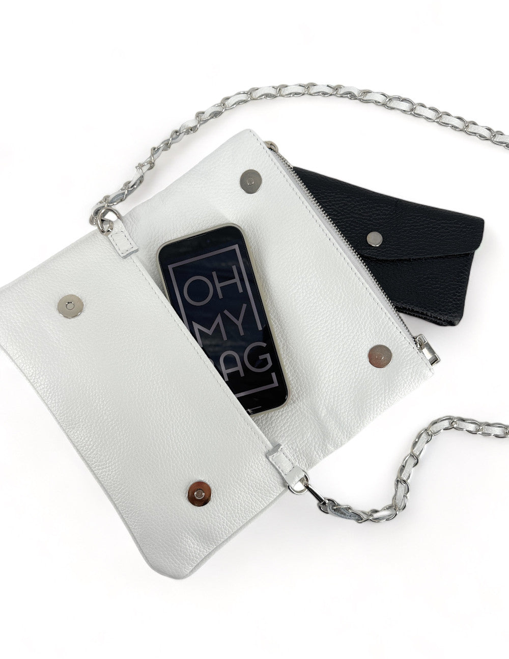 Sac pochette en cuir grainé ROXANE Blanc