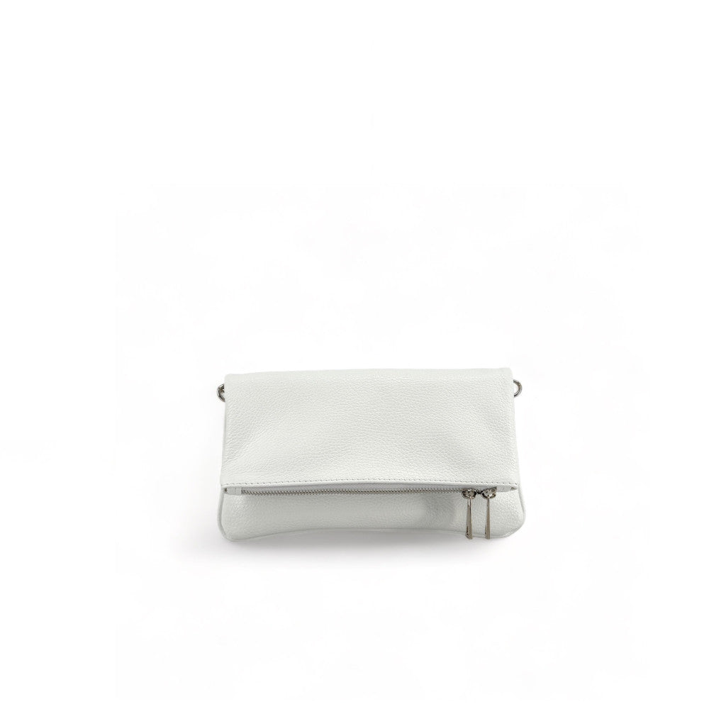 Sac pochette en cuir grainé ROXANE Blanc