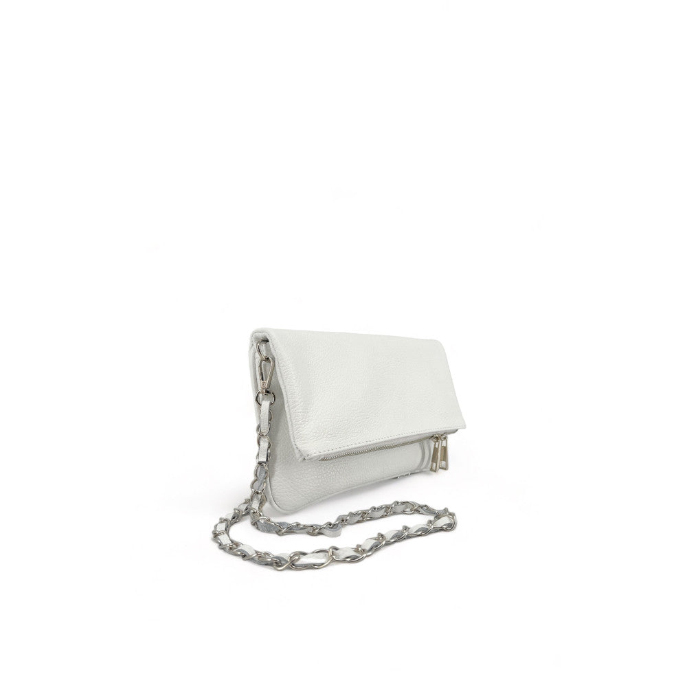 Sac pochette en cuir grainé ROXANE Blanc