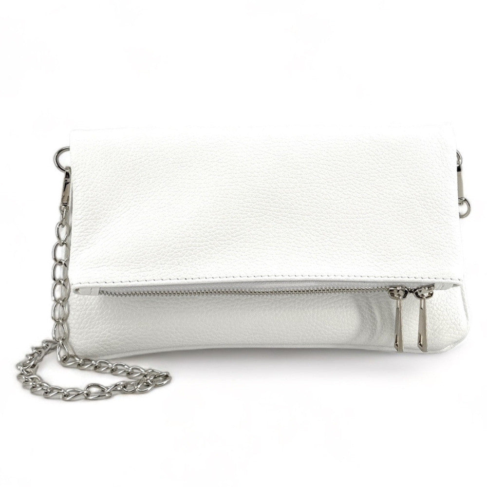 Sac pochette en cuir grainé ROXANE Blanc