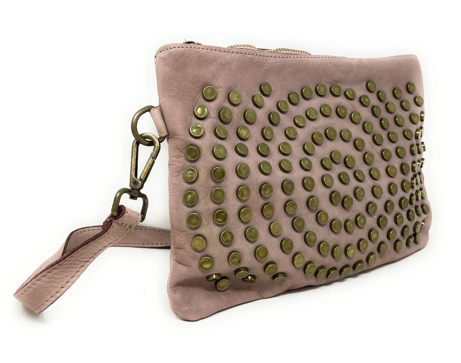 Sac pochette en cuir vintage MISS CIRCÉ Rose nude