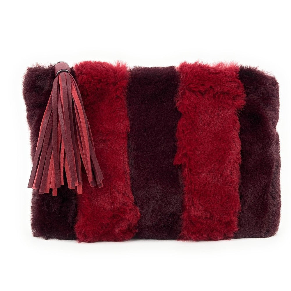 Sac pochette en fausse fourrure FURBY Rouge bordeaux