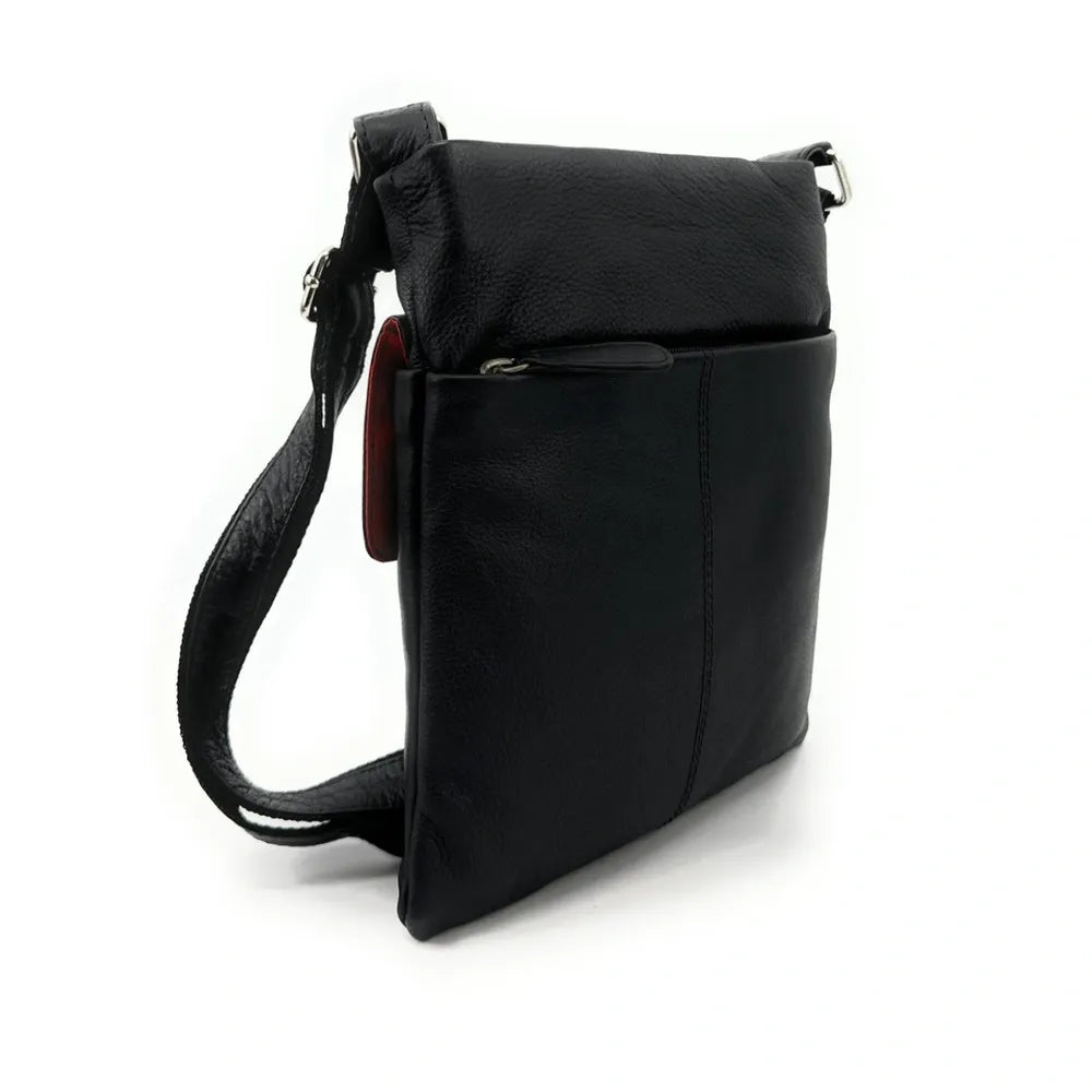 Sac pochette homme à bandoulière en cuir lisse ANDERSON Noir