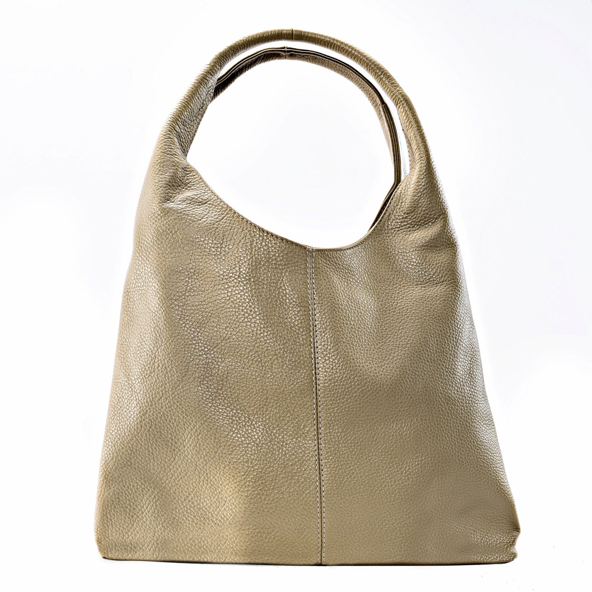 Sac porté épaule en cuir grainé BOSTON Taupe clair