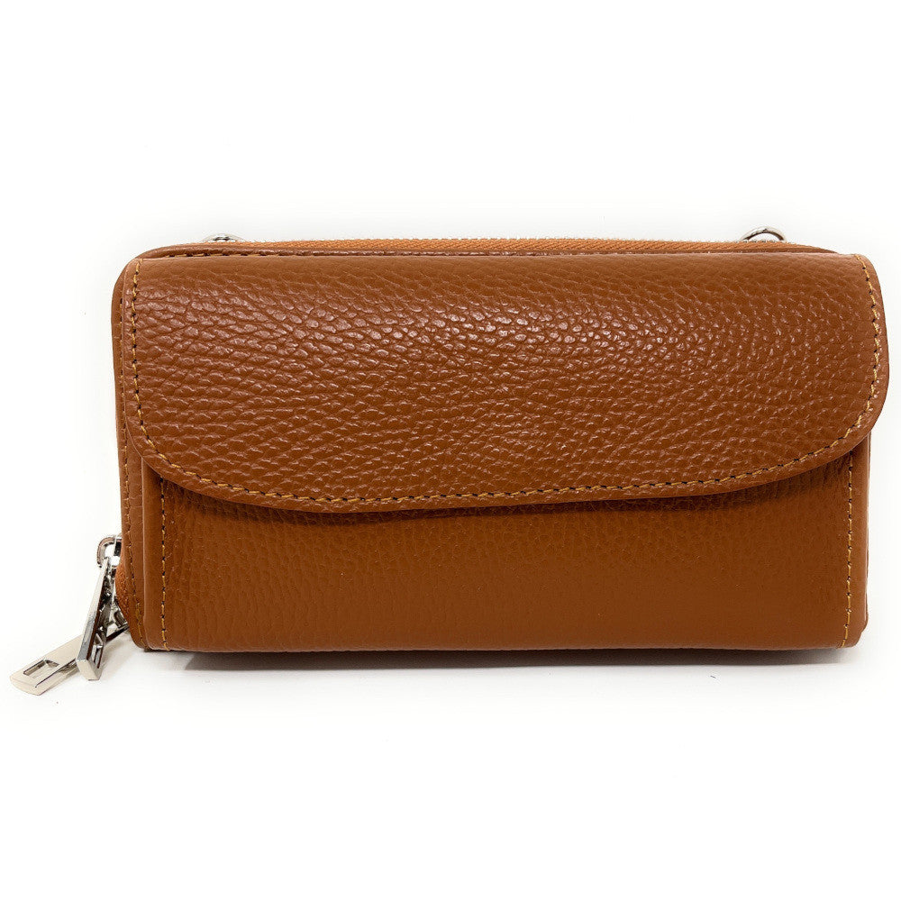 Sac portefeuille à bandoulière en cuir grainé CITY Camel