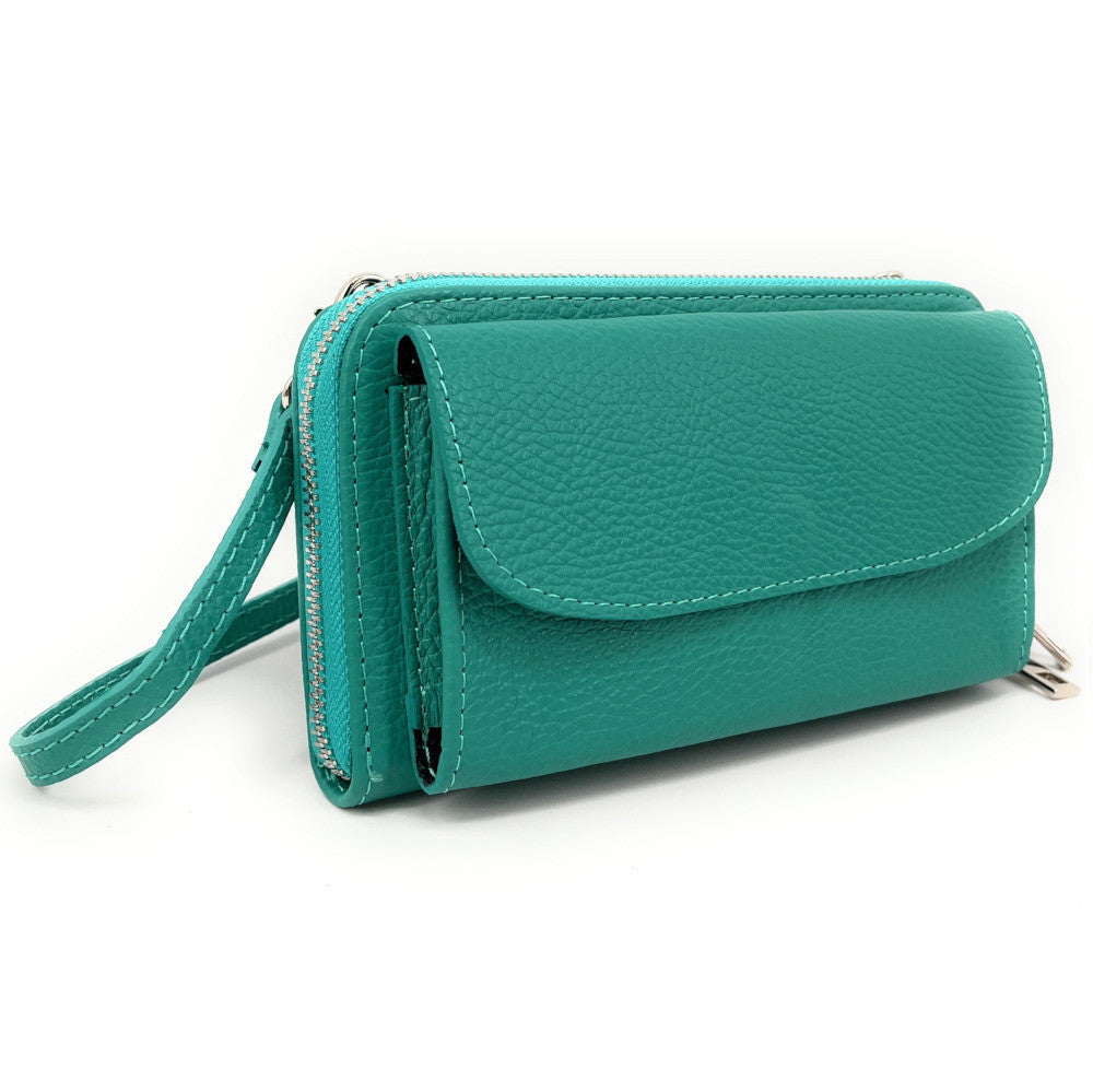 Sac portefeuille à bandoulière en cuir grainé CITY Lagon