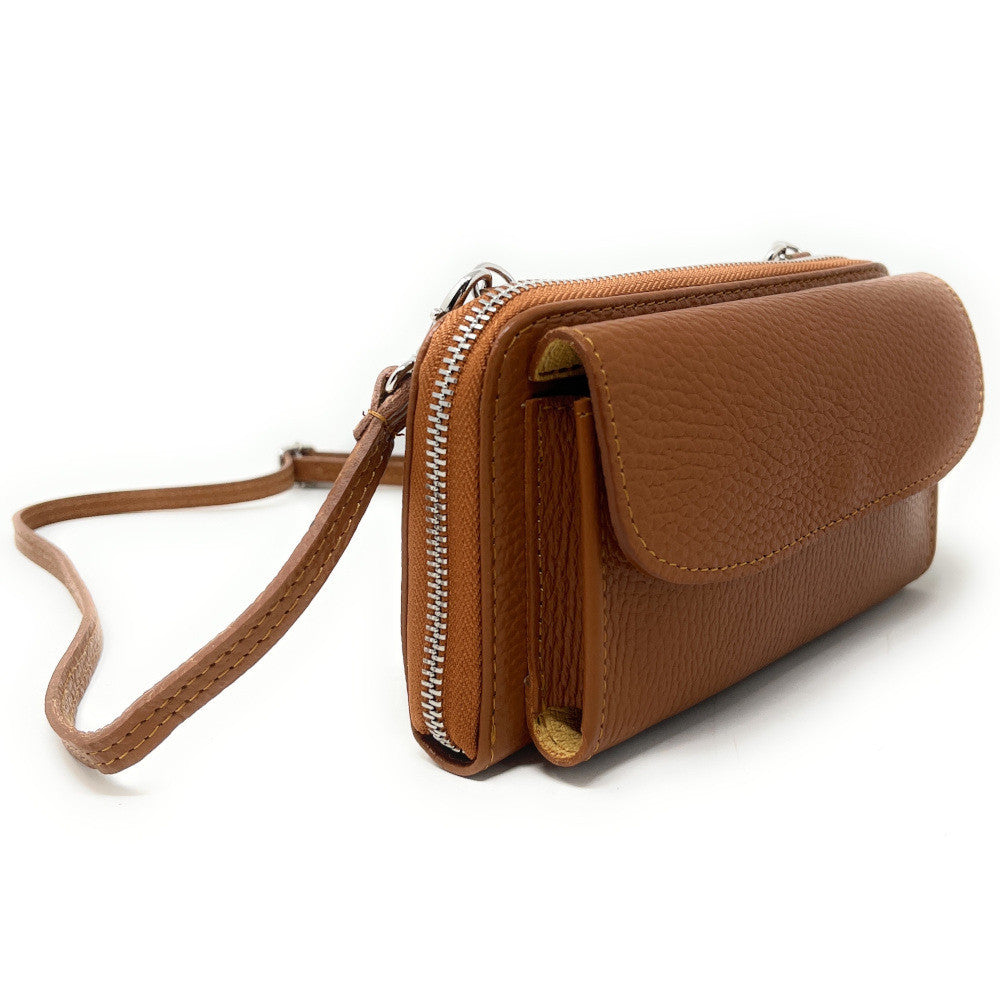 Sac portefeuille à bandoulière en cuir grainé CITY Camel