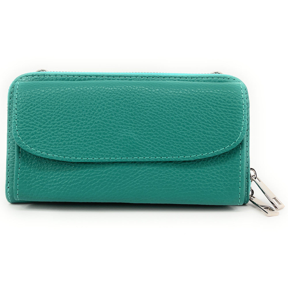 Sac portefeuille à bandoulière en cuir grainé CITY Lagon