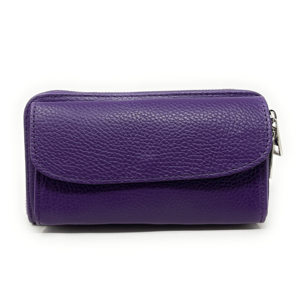 Sac portefeuille à bandoulière en cuir grainé CITY Violet