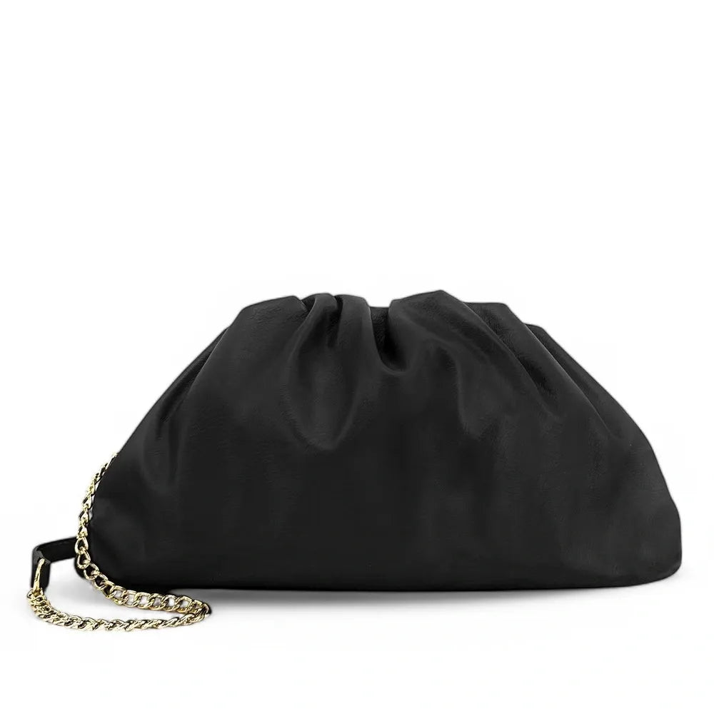 Sac pouch en cuir box-calf ATHALIE Noir