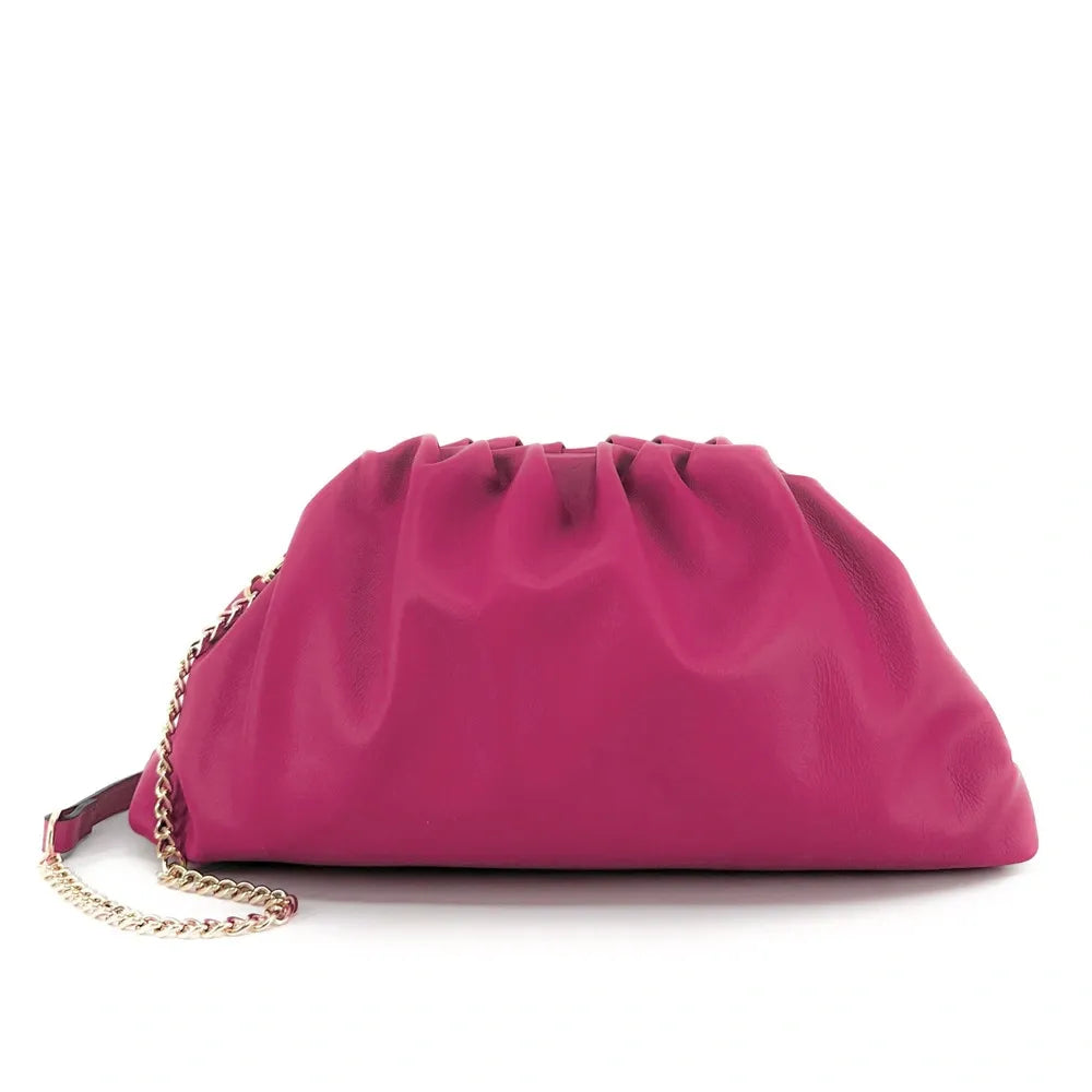 Sac pouch en cuir box-calf ATHALIE Rose fuchsia