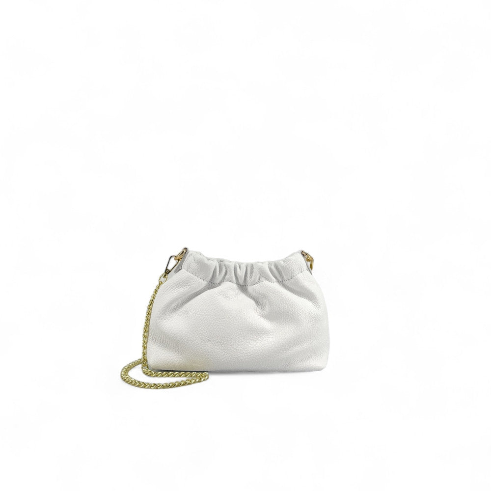Sac pouch en cuir grainé ou irisé LA POUCHINETTE Blanc