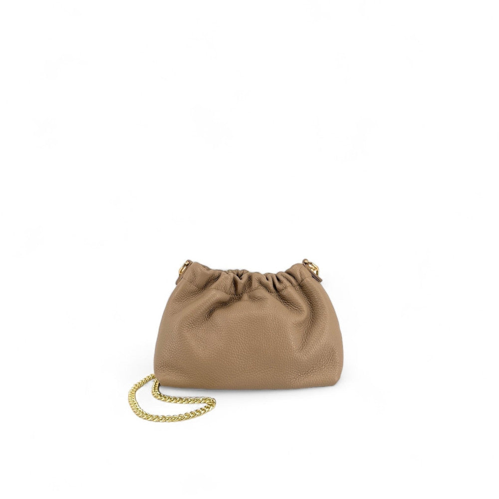 Sac pouch en cuir grainé ou irisé LA POUCHINETTE Taupe