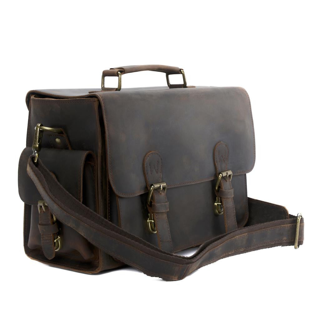 Sac reporter photographe en cuir pull-up NEWTON Chocolat