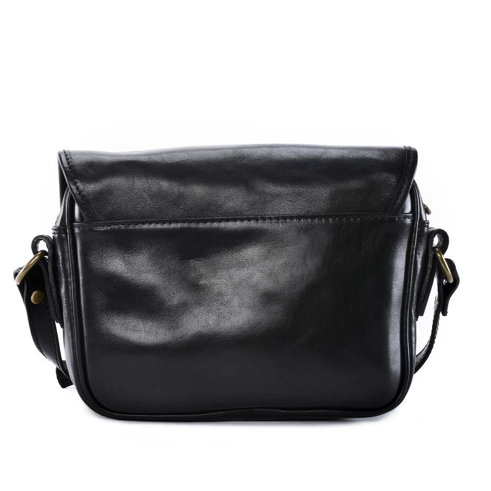 Sac bandoulière en cuir lisse MARIE STUART Noir